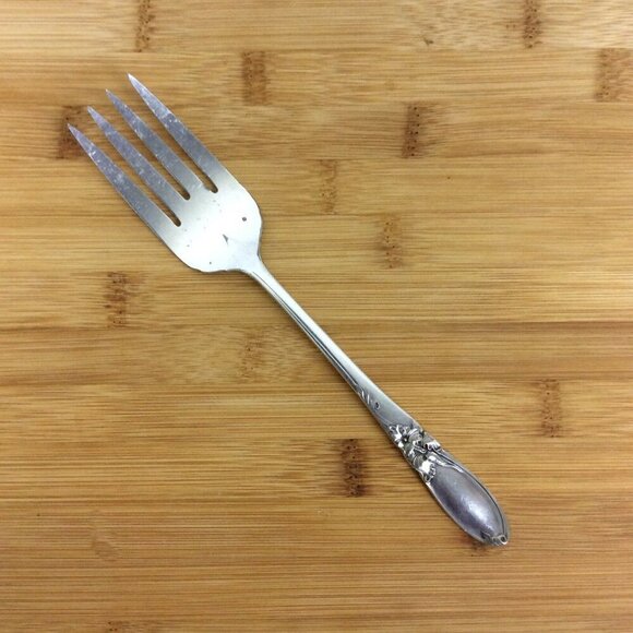Oneida Community 1953 White Orchid Medium Solid Cold Meat Fork Silverplate - Picture 1 of 5